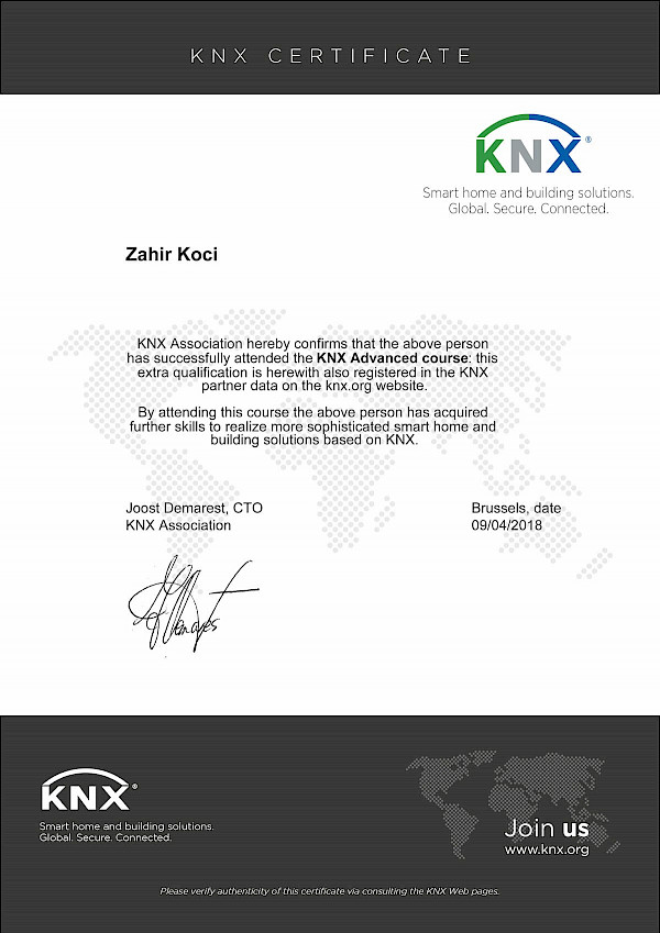 KNX Certifikata